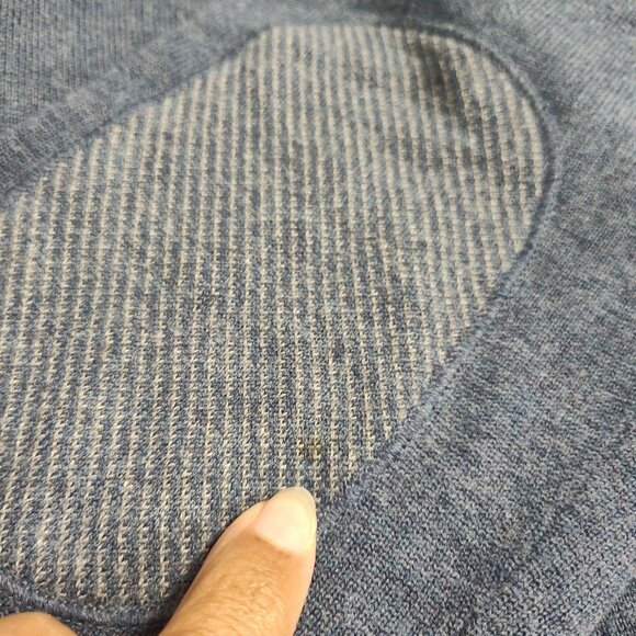 Hugo Boss Regular Fit Wool Cotton Blue Pullover Sweater Men Size M 1/2 Zip FLAW - Picture 14 of 16